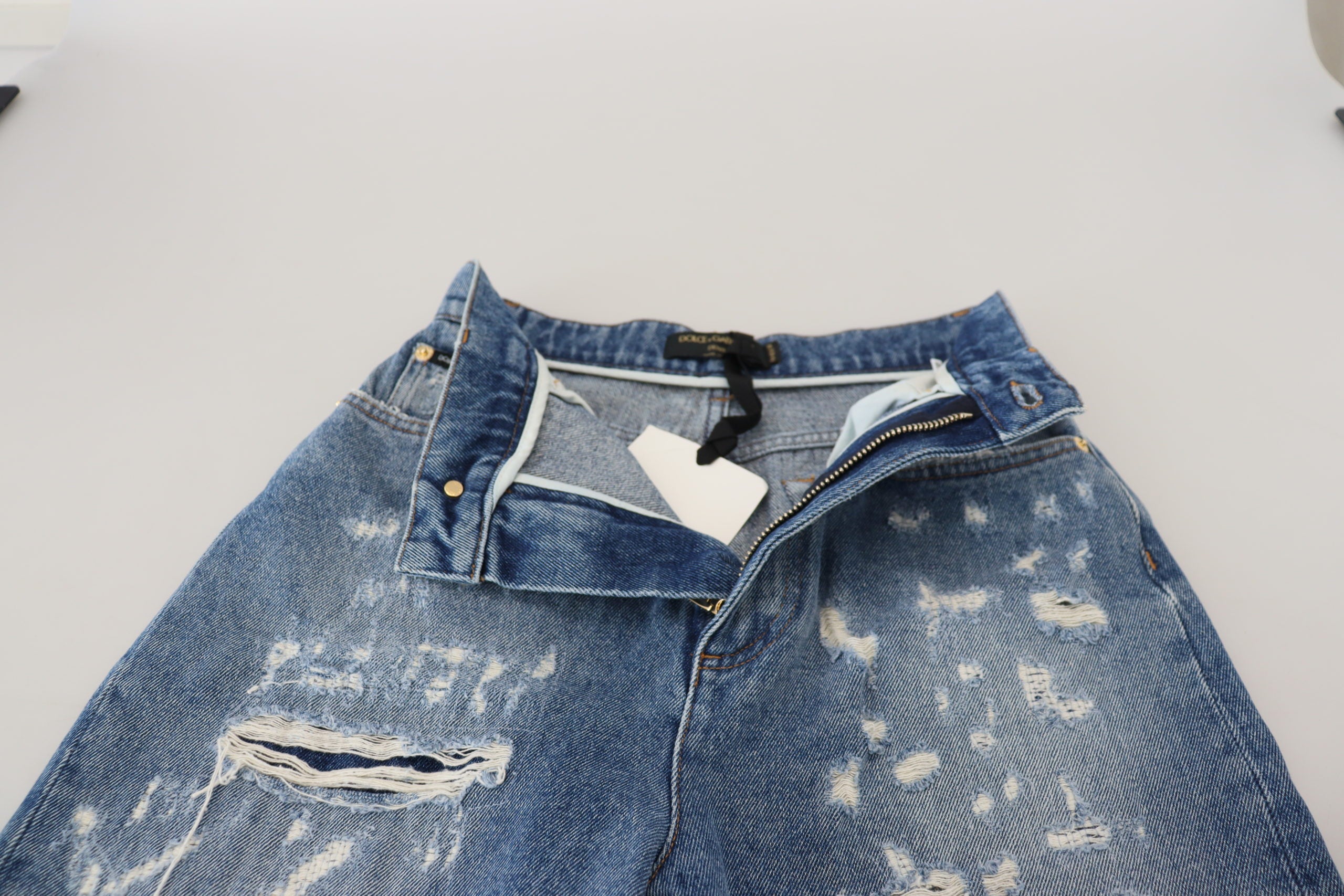 Pantaloni Dolce & Gabbana Chic Tattered Denim - Indigo Essence