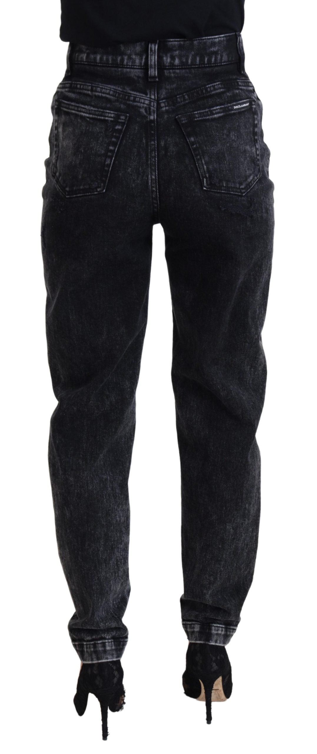 Pantaloni eleganți negri din denim Dolce & Gabbana
