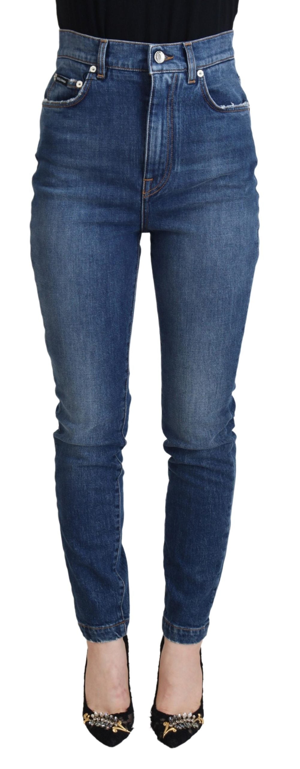Pantaloni eleganți din denim albastru Dolce & Gabbana - Croială croită