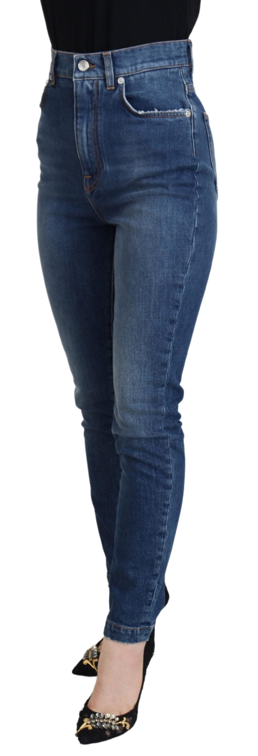Pantaloni eleganți din denim albastru Dolce & Gabbana - Croială croită