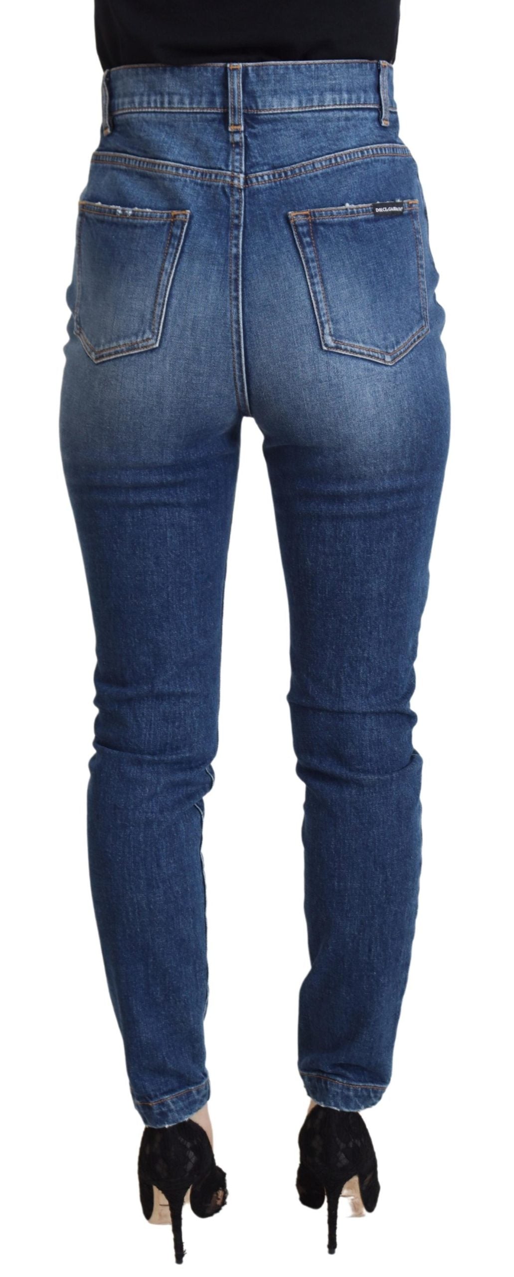 Pantaloni eleganți din denim albastru Dolce & Gabbana - Croială croită