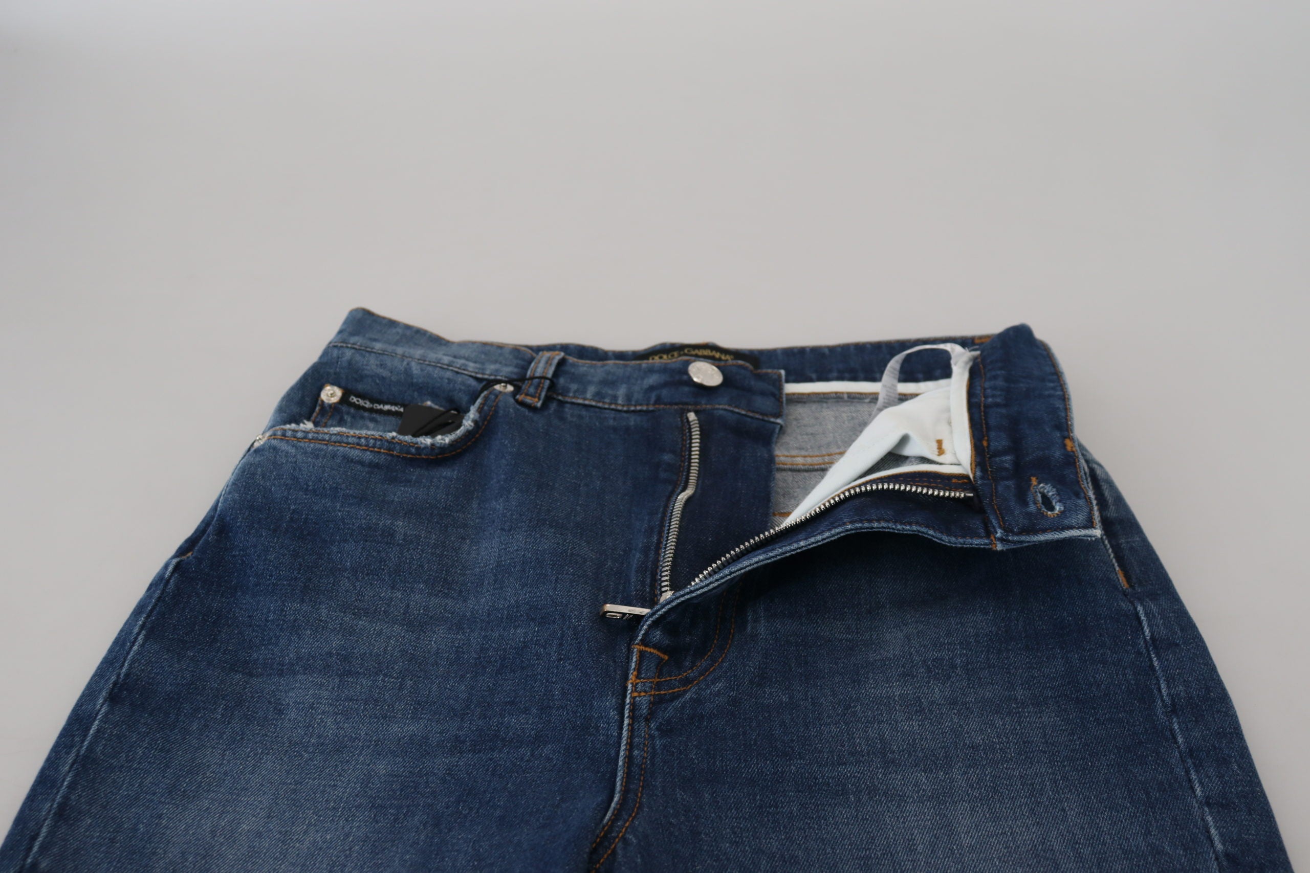 Pantaloni eleganți din denim albastru Dolce & Gabbana - Croială croită