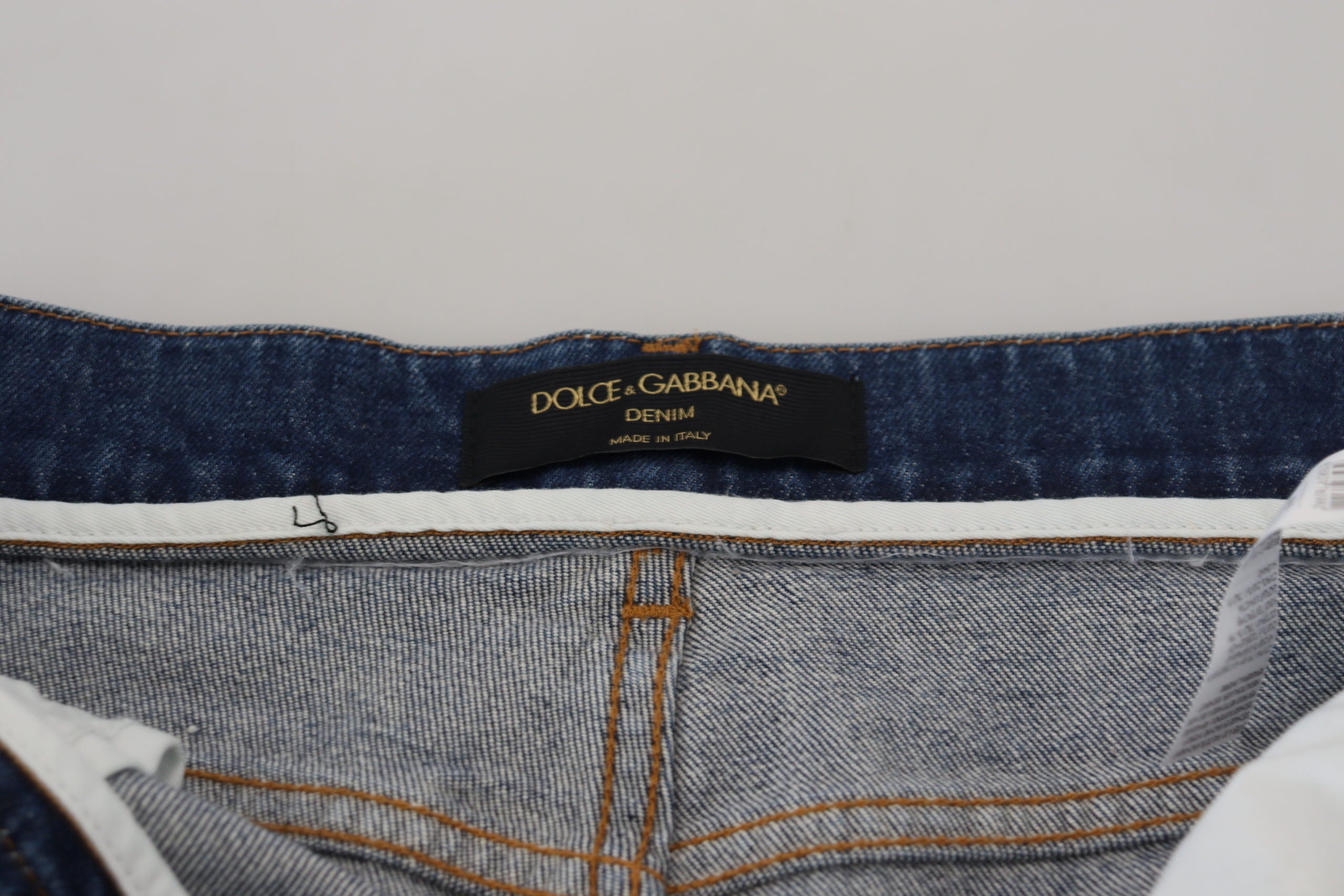Pantaloni eleganți din denim albastru Dolce & Gabbana - Croială croită