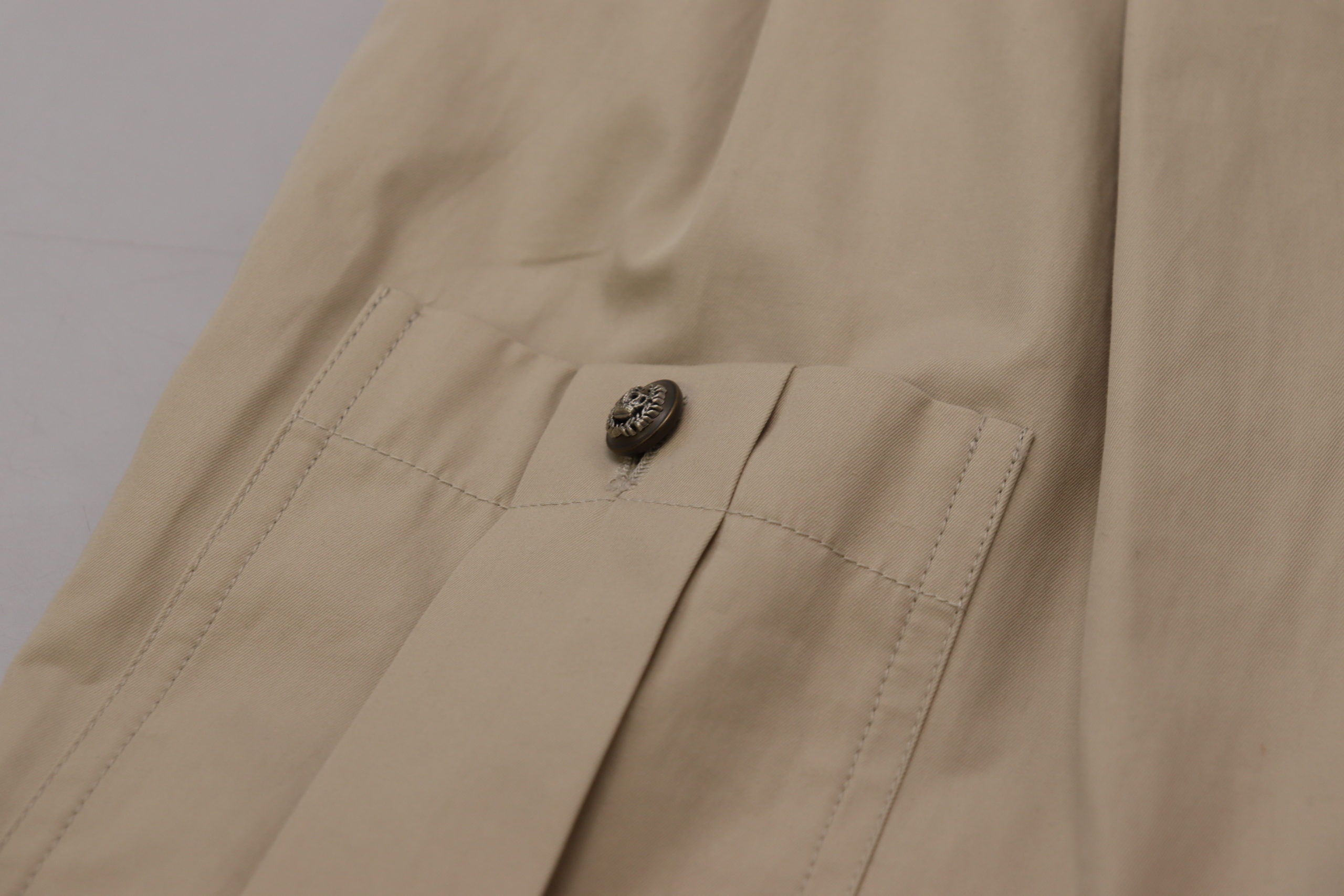 Pantaloni eleganți din bumbac bej Dolce & Gabbana