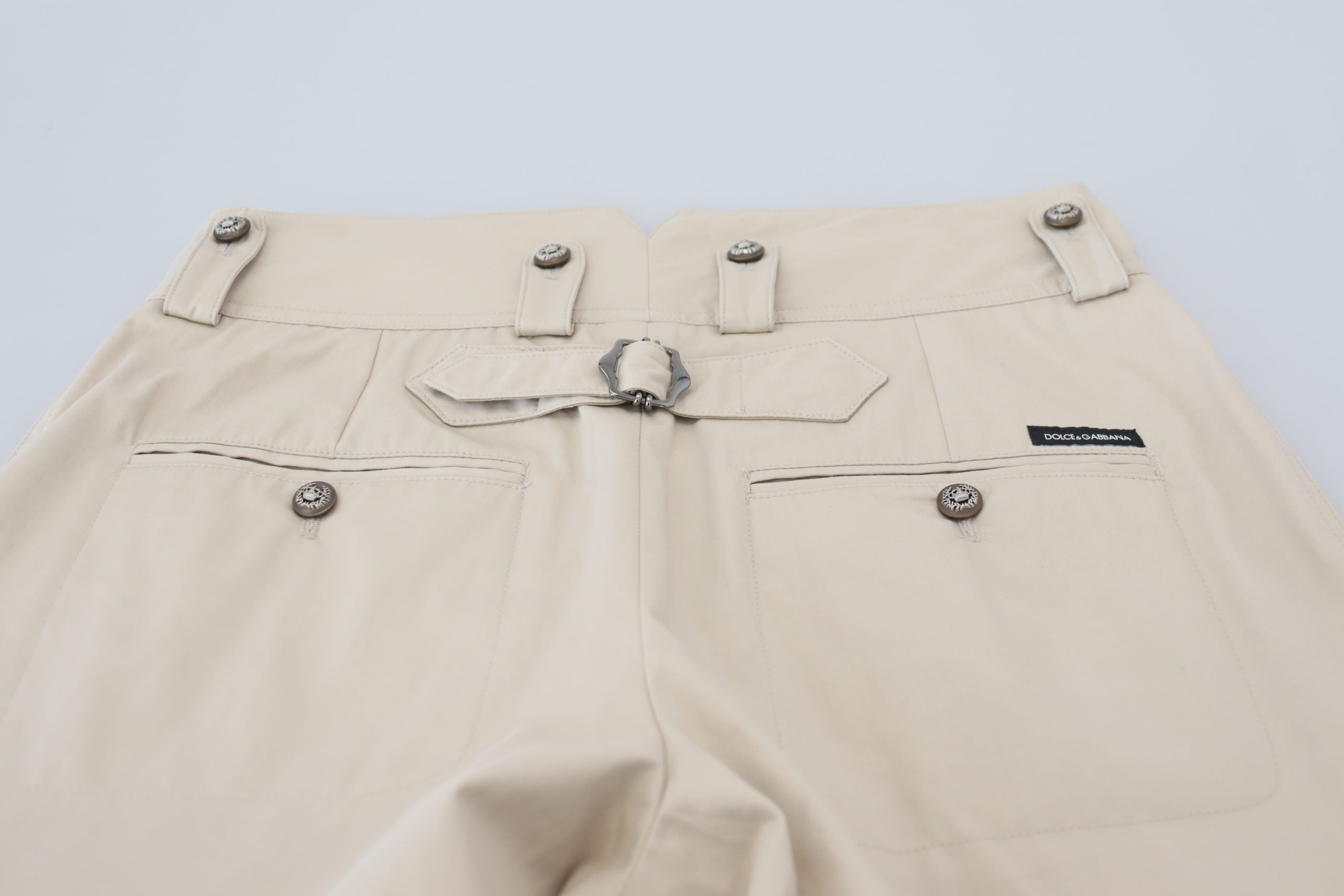 Pantaloni eleganți din bumbac bej Dolce & Gabbana