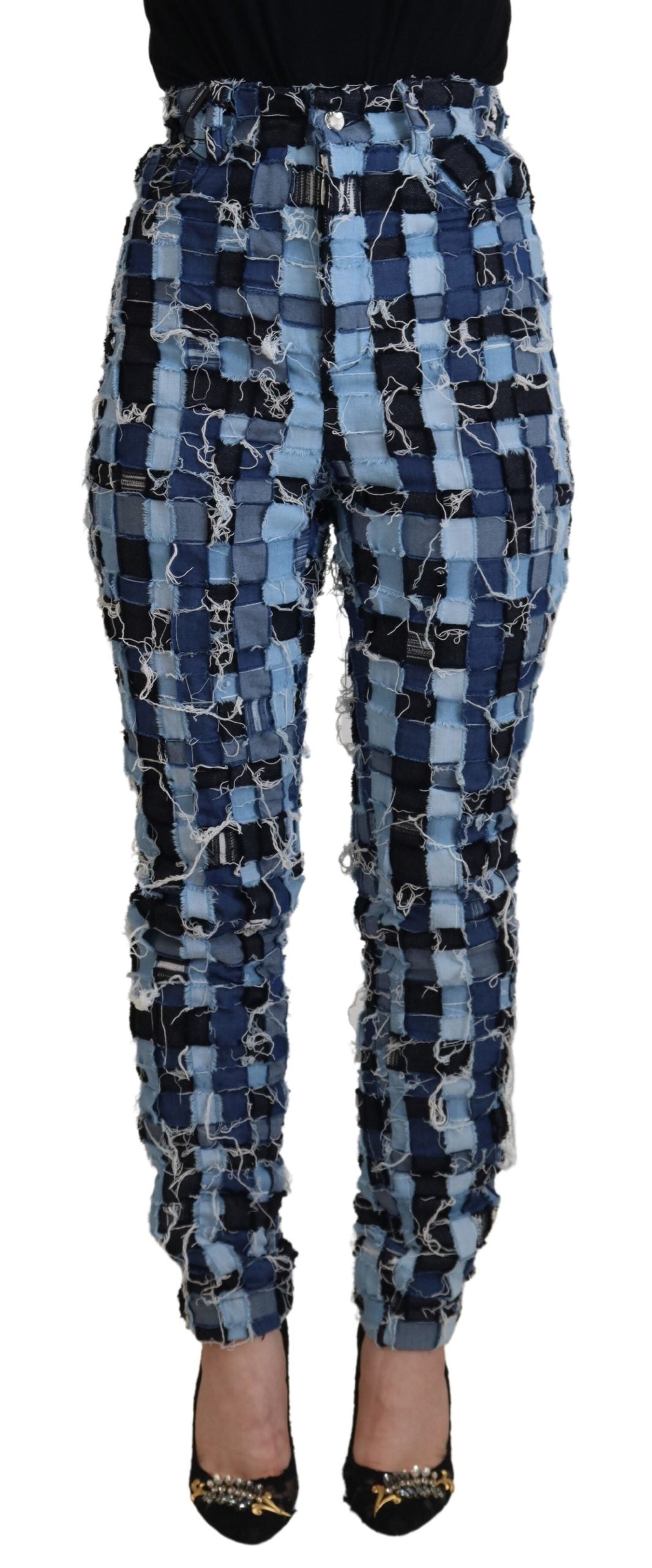 Dolce & Gabbana – Mehrfarbige Skinny-Jeans mit Patchwork und hoher Taille