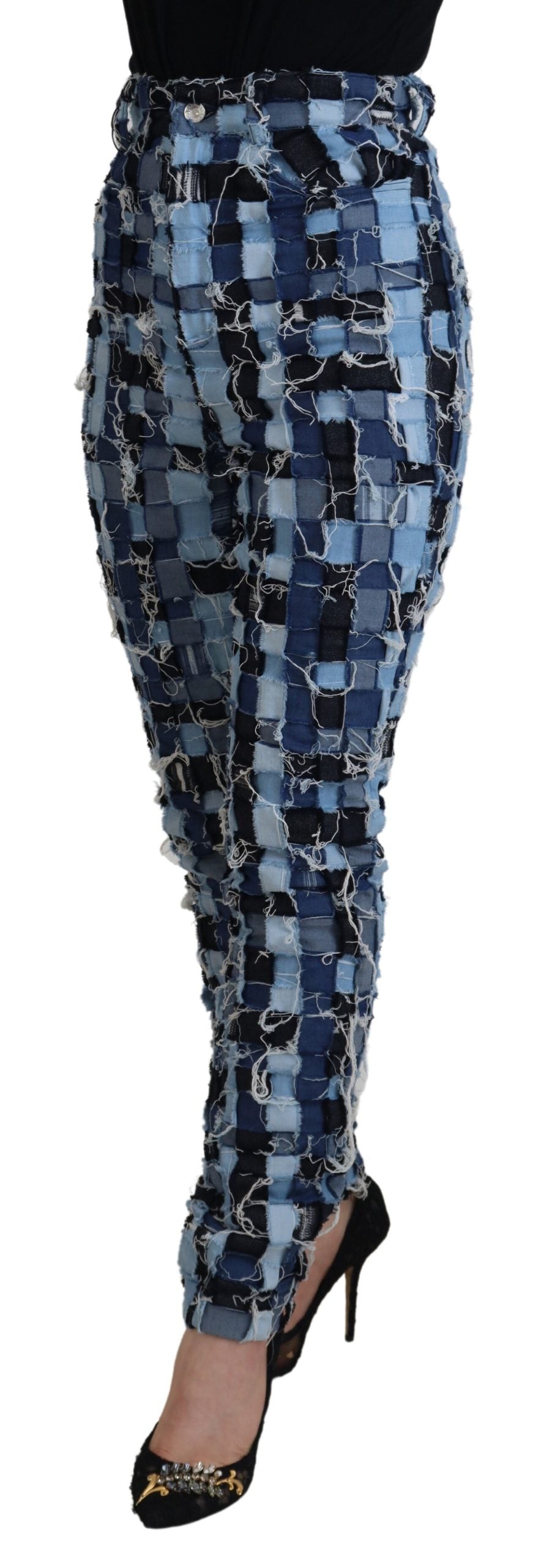 Dolce & Gabbana – Mehrfarbige Skinny-Jeans mit Patchwork und hoher Taille