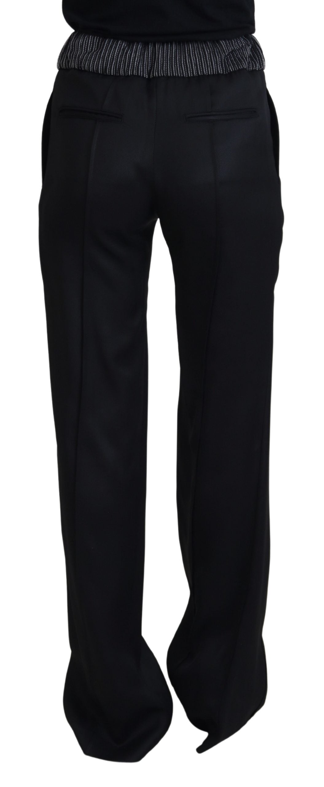 Pantaloni eleganți negri din bumbac Dolce & Gabbana
