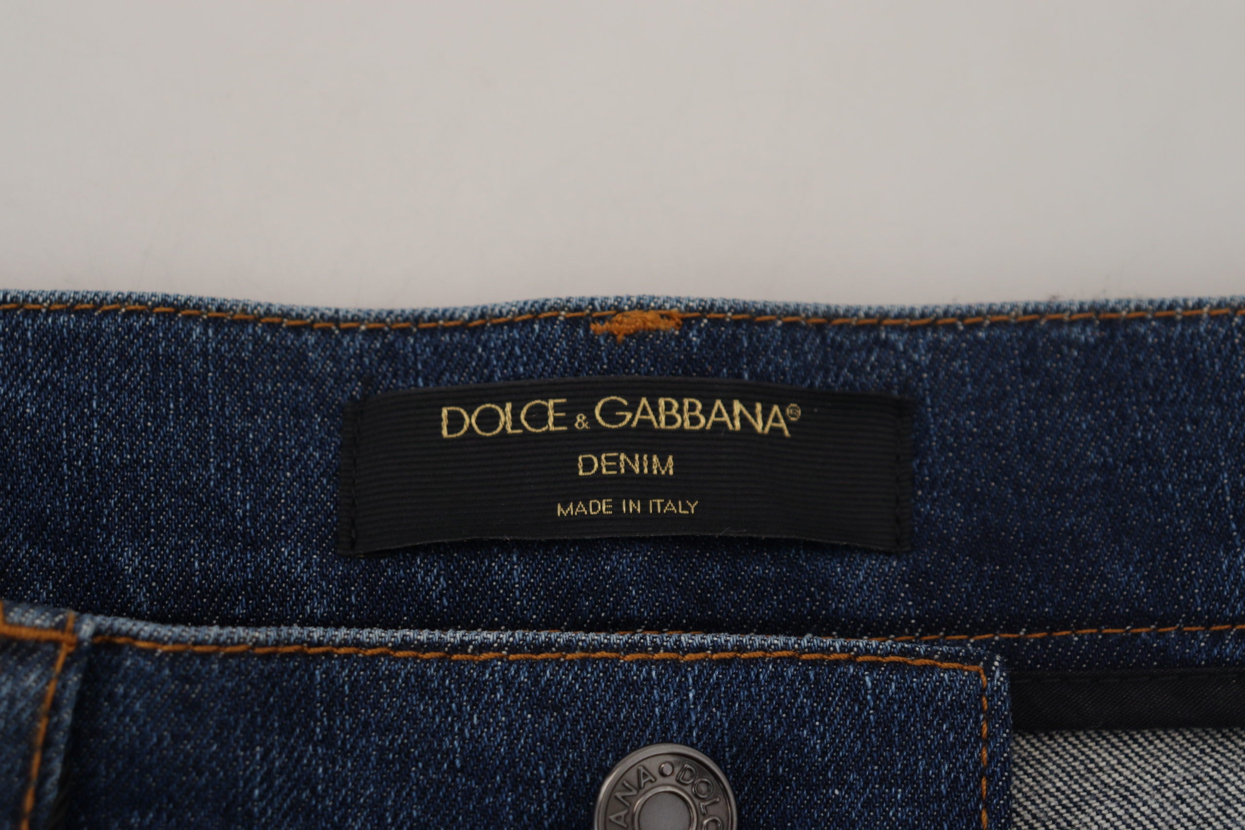 Dolce & Gabbana Bluză elegantă cu dantelă florală în față din denim
