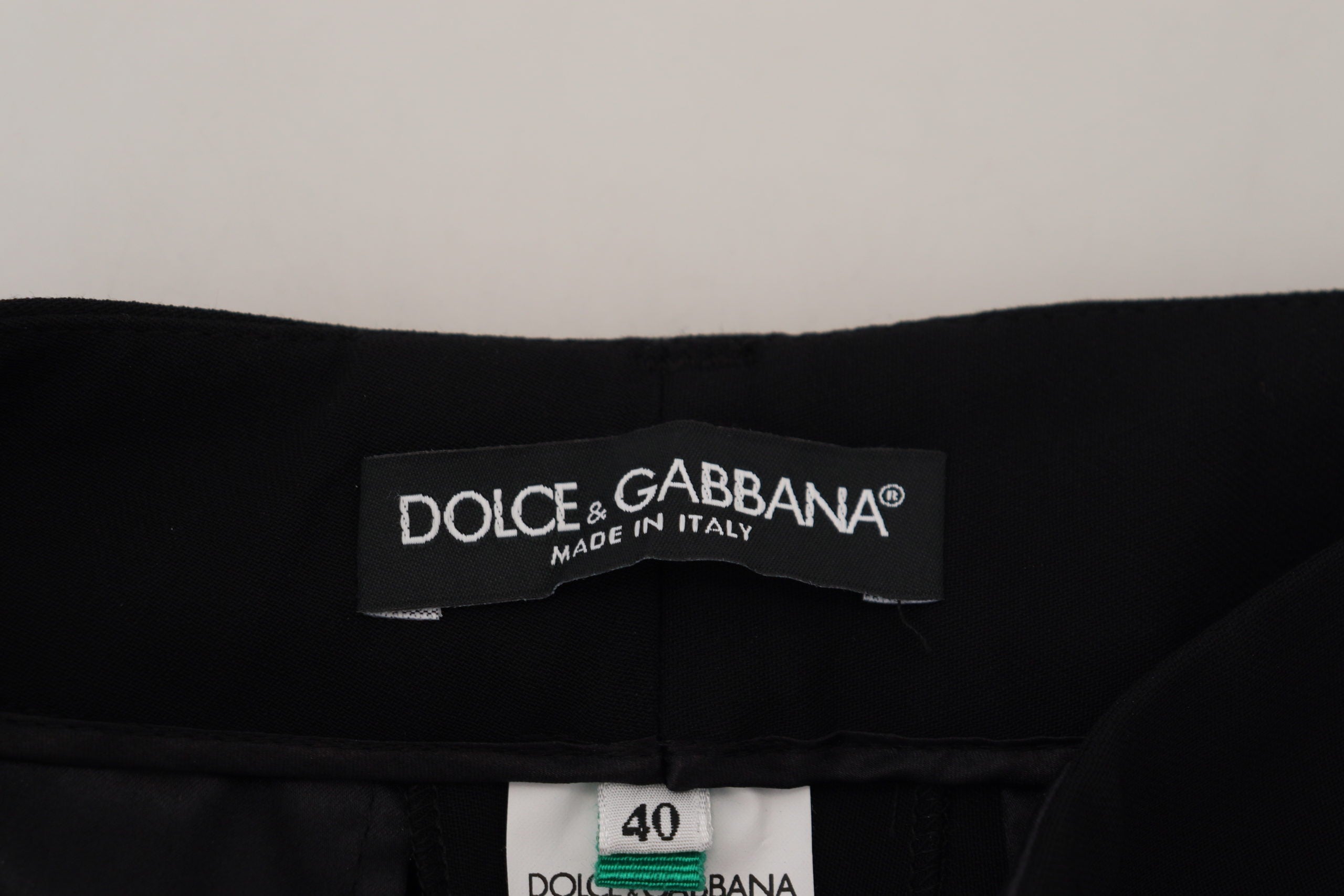 Pantaloni eleganți negri din amestec de lână și mătase Dolce & Gabbana