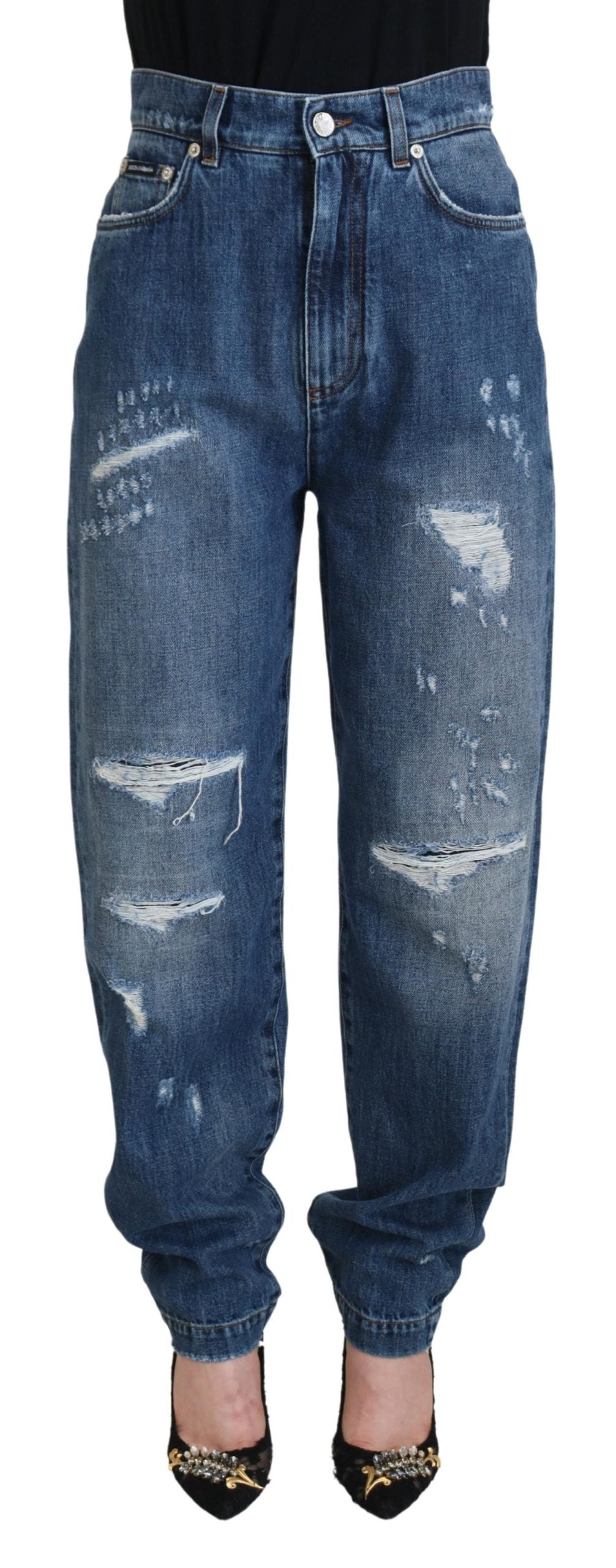 Blugi eleganți Dolce & Gabbana din denim zdrențuit