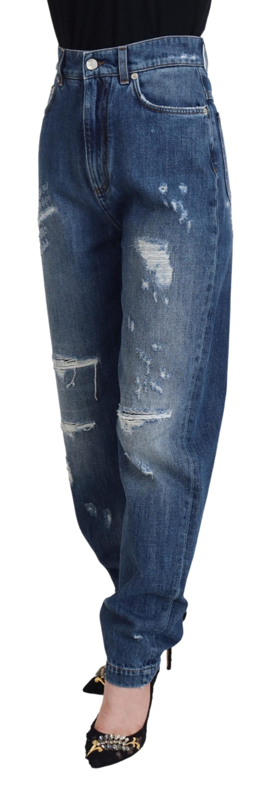 Blugi eleganți Dolce & Gabbana din denim zdrențuit