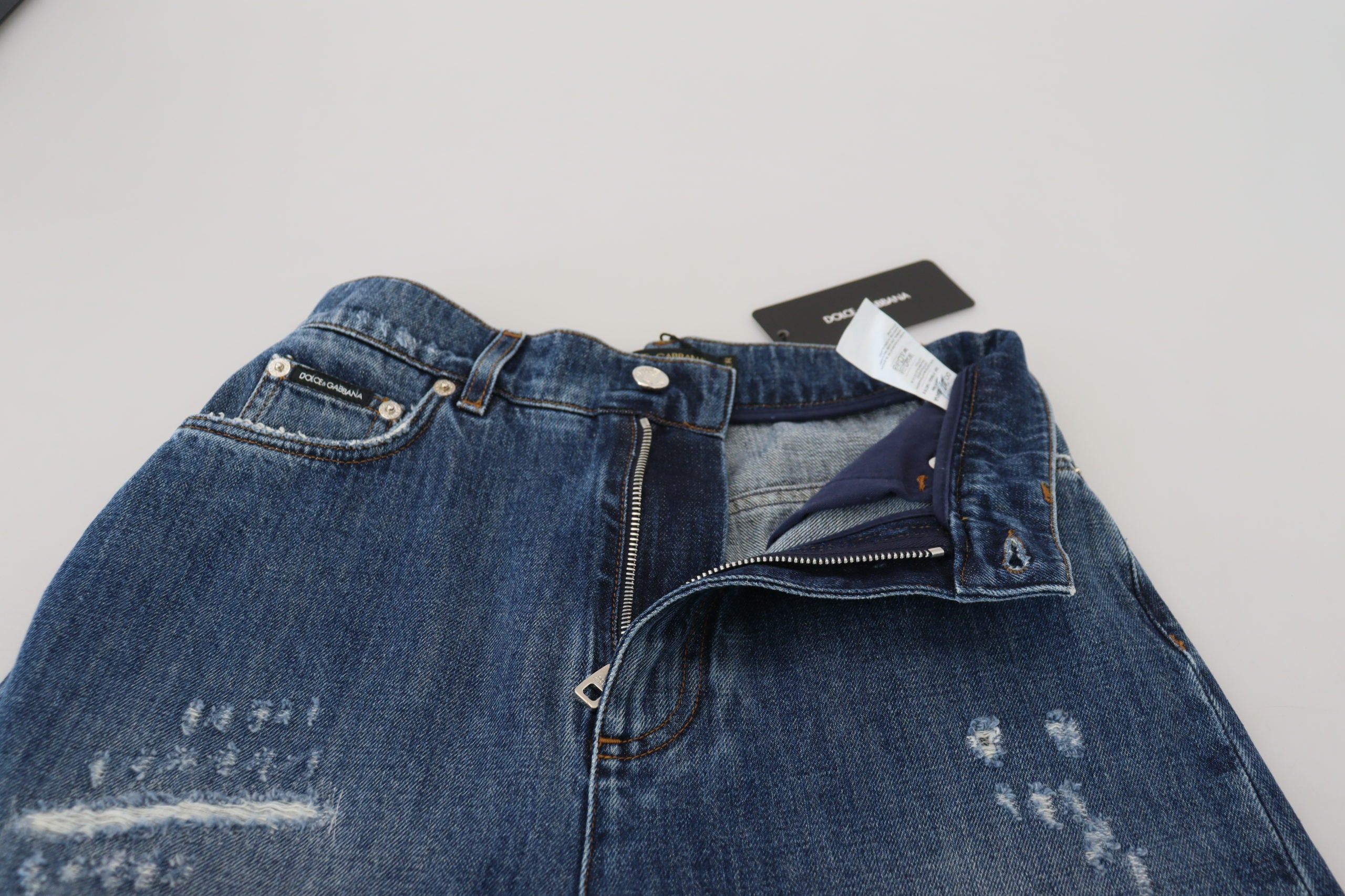 Blugi eleganți Dolce & Gabbana din denim zdrențuit