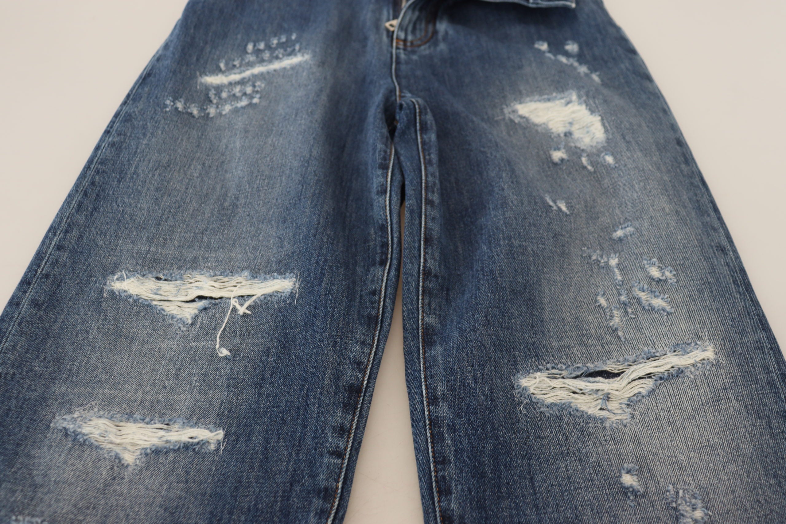 Blugi eleganți Dolce & Gabbana din denim zdrențuit
