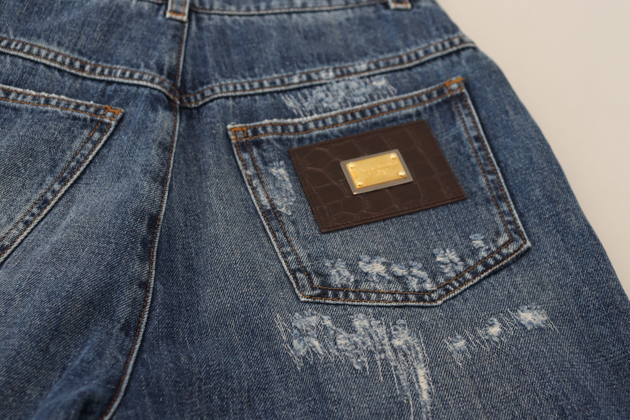 Blugi eleganți Dolce & Gabbana din denim zdrențuit
