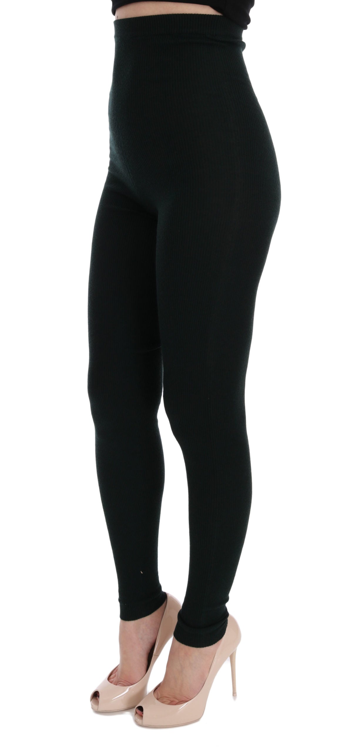 Pantaloni Jegging Eleganți din Cașmir Dolce & Gabbana în Verde Luxuriant