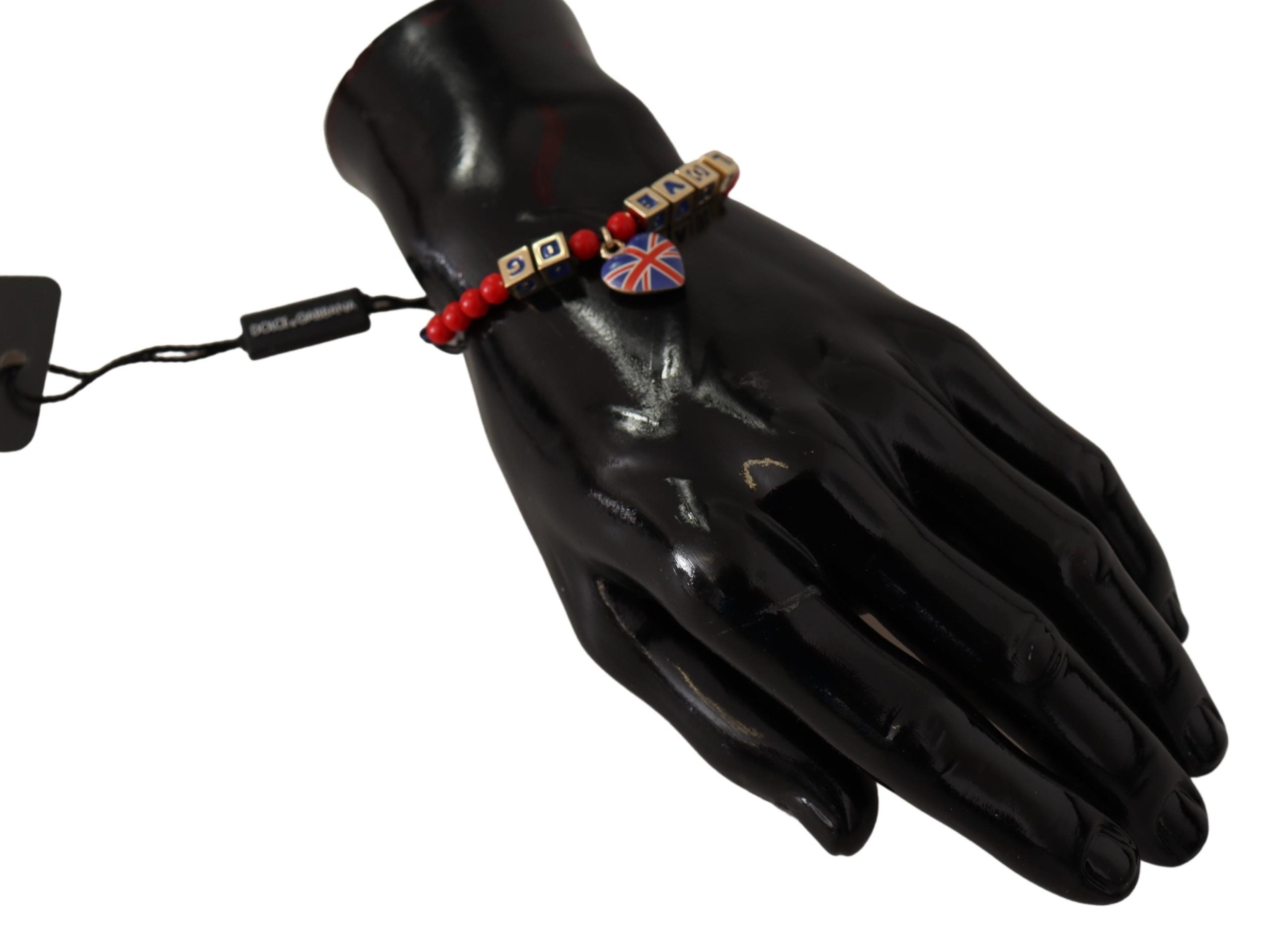 Dolce & Gabbana Elegantes Armband aus blauem, rotem Glas und Zama