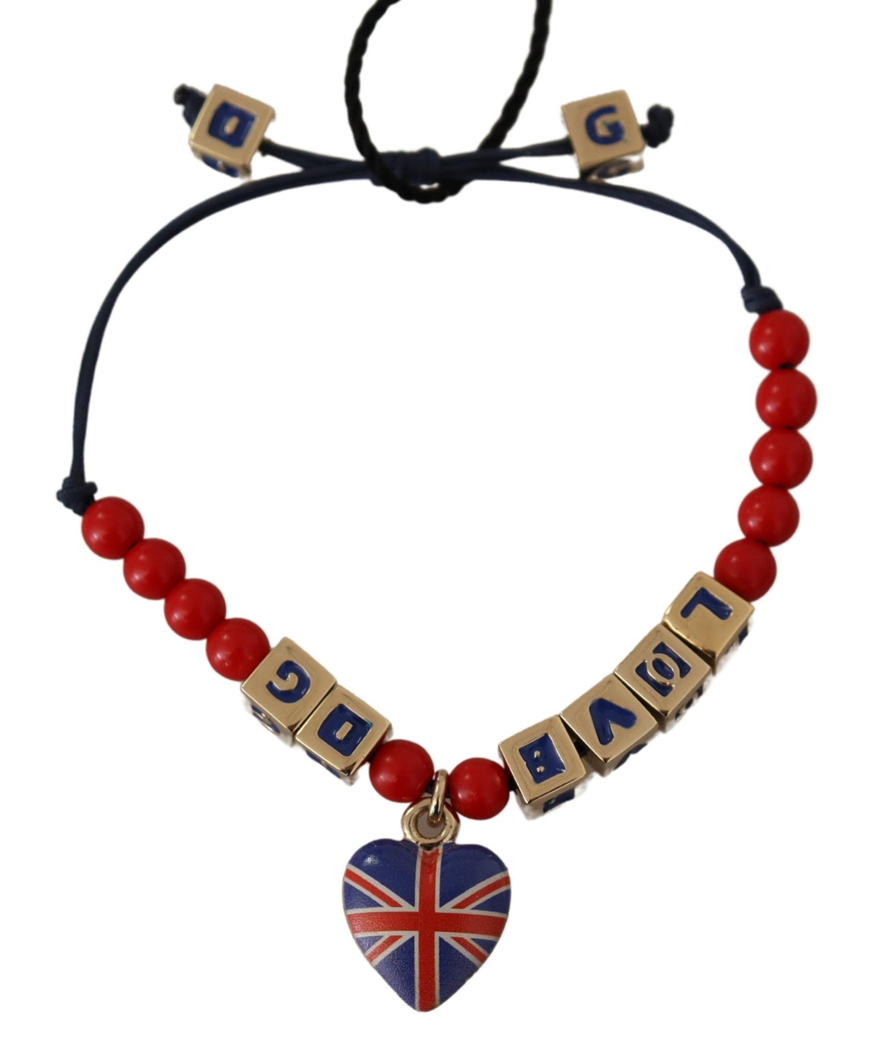 Dolce & Gabbana Elegantes Armband aus blauem, rotem Glas und Zama