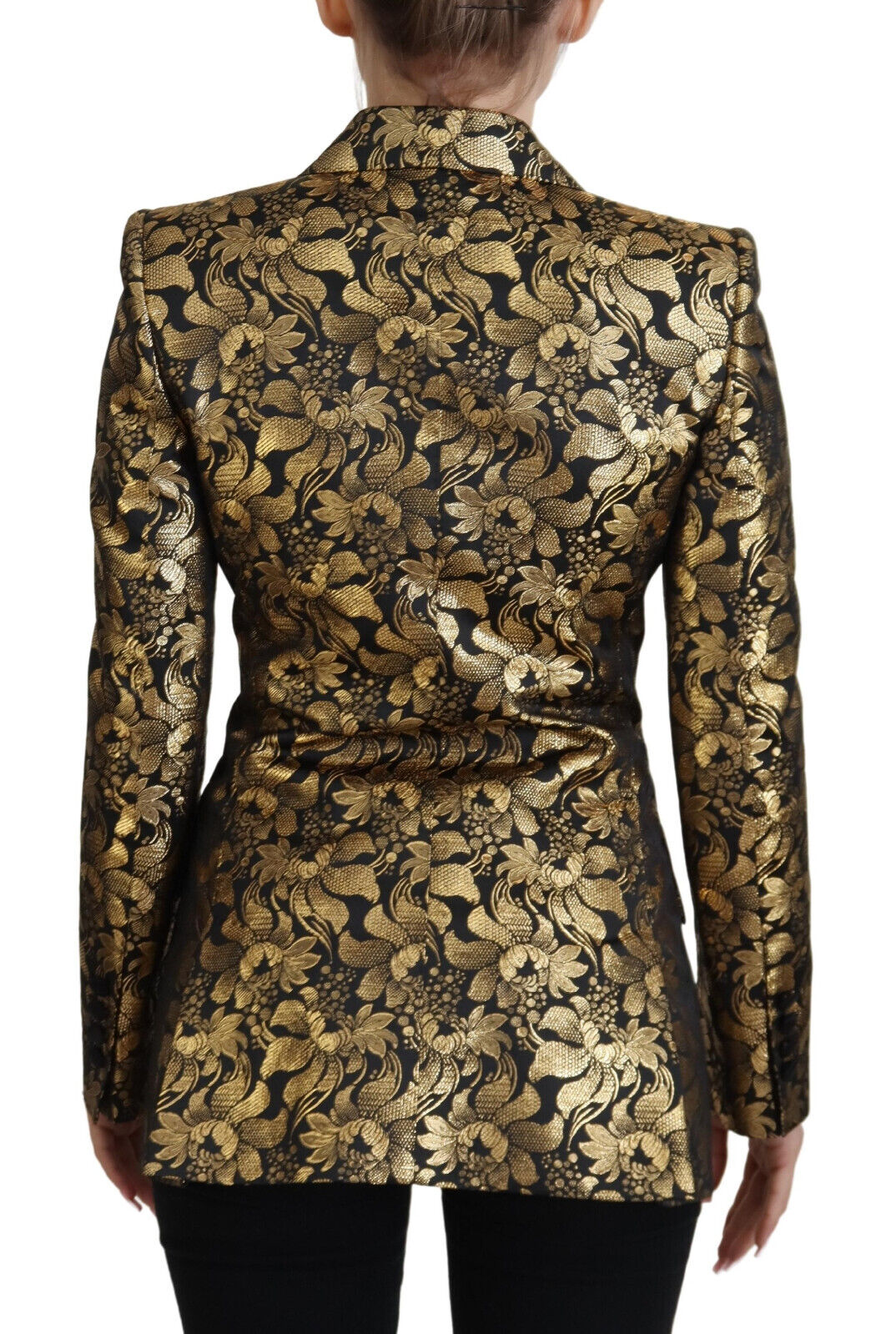Dolce & Gabbana Elegante schwarz-goldene Blumenjacke