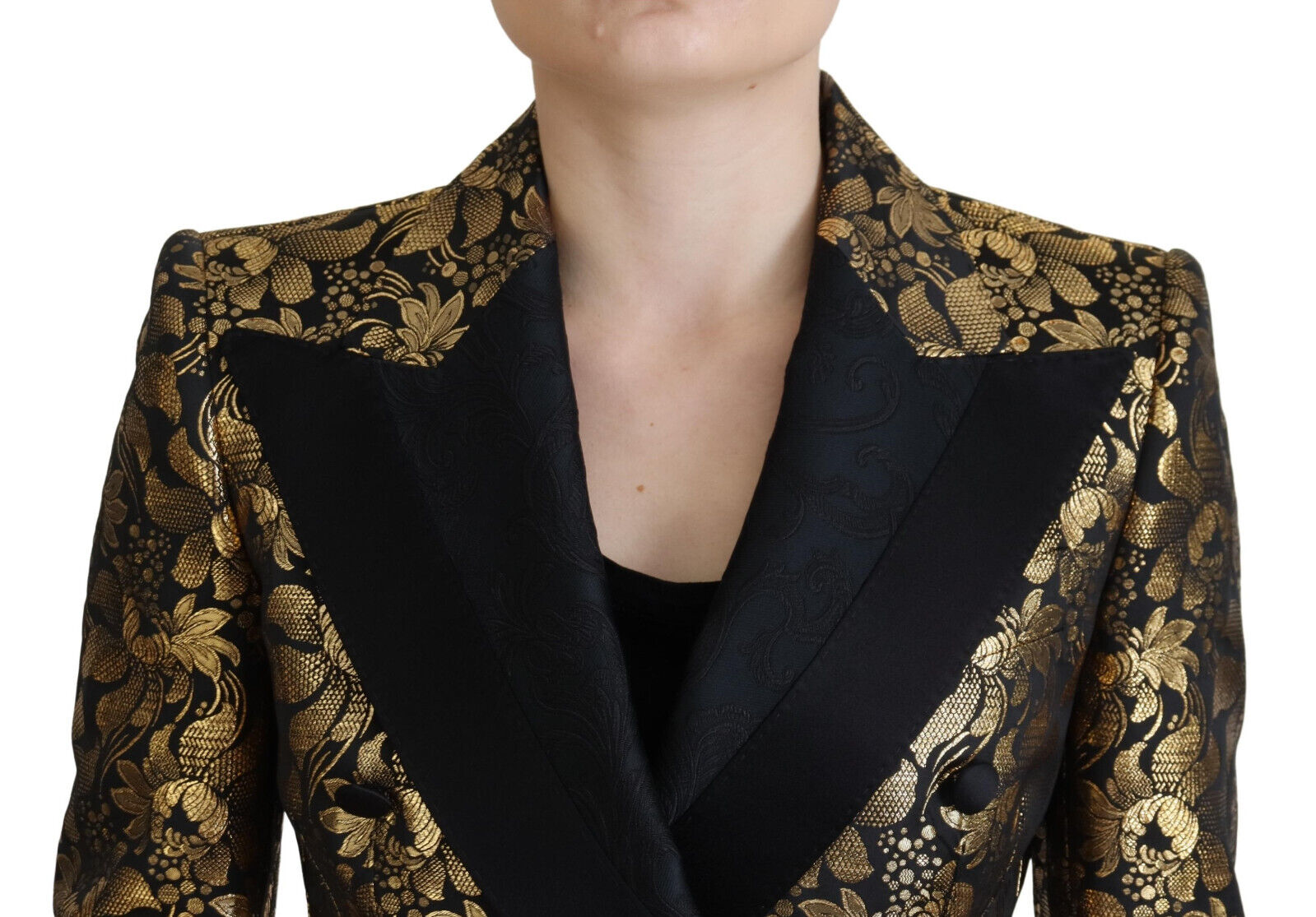Dolce & Gabbana Elegante schwarz-goldene Blumenjacke
