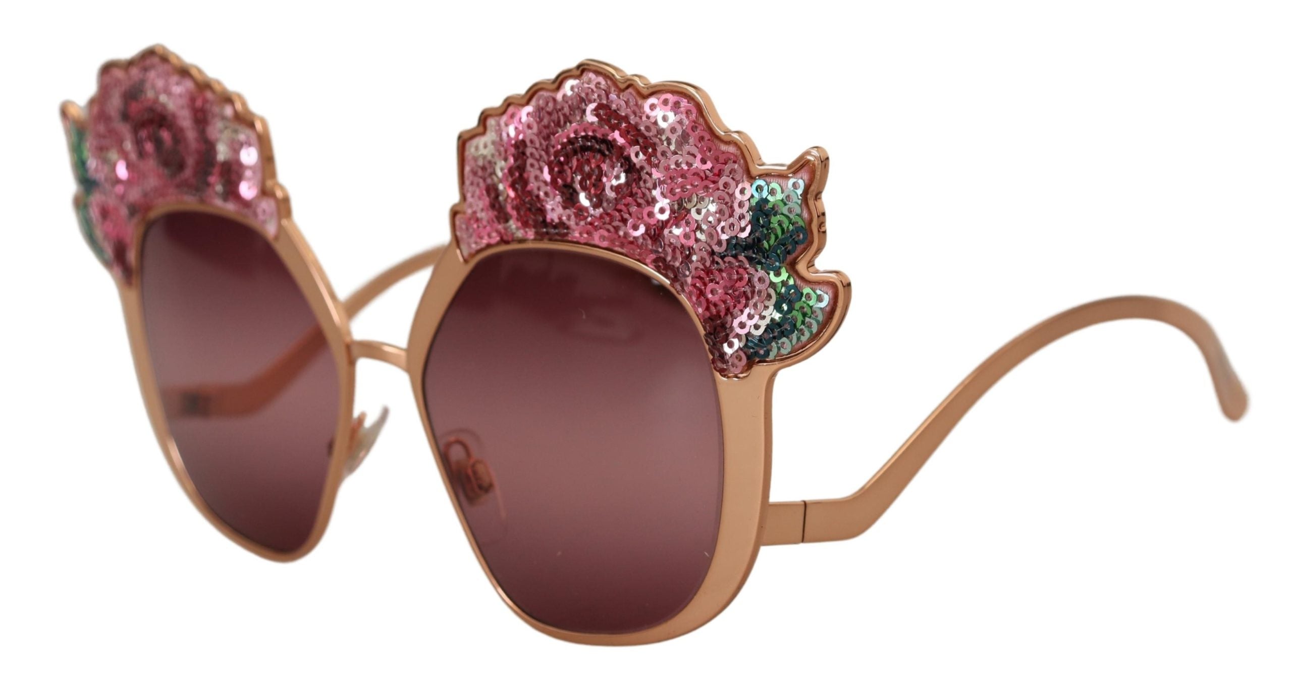 Ochelari de soare Dolce & Gabbana Chic Rose cu paiete brodate