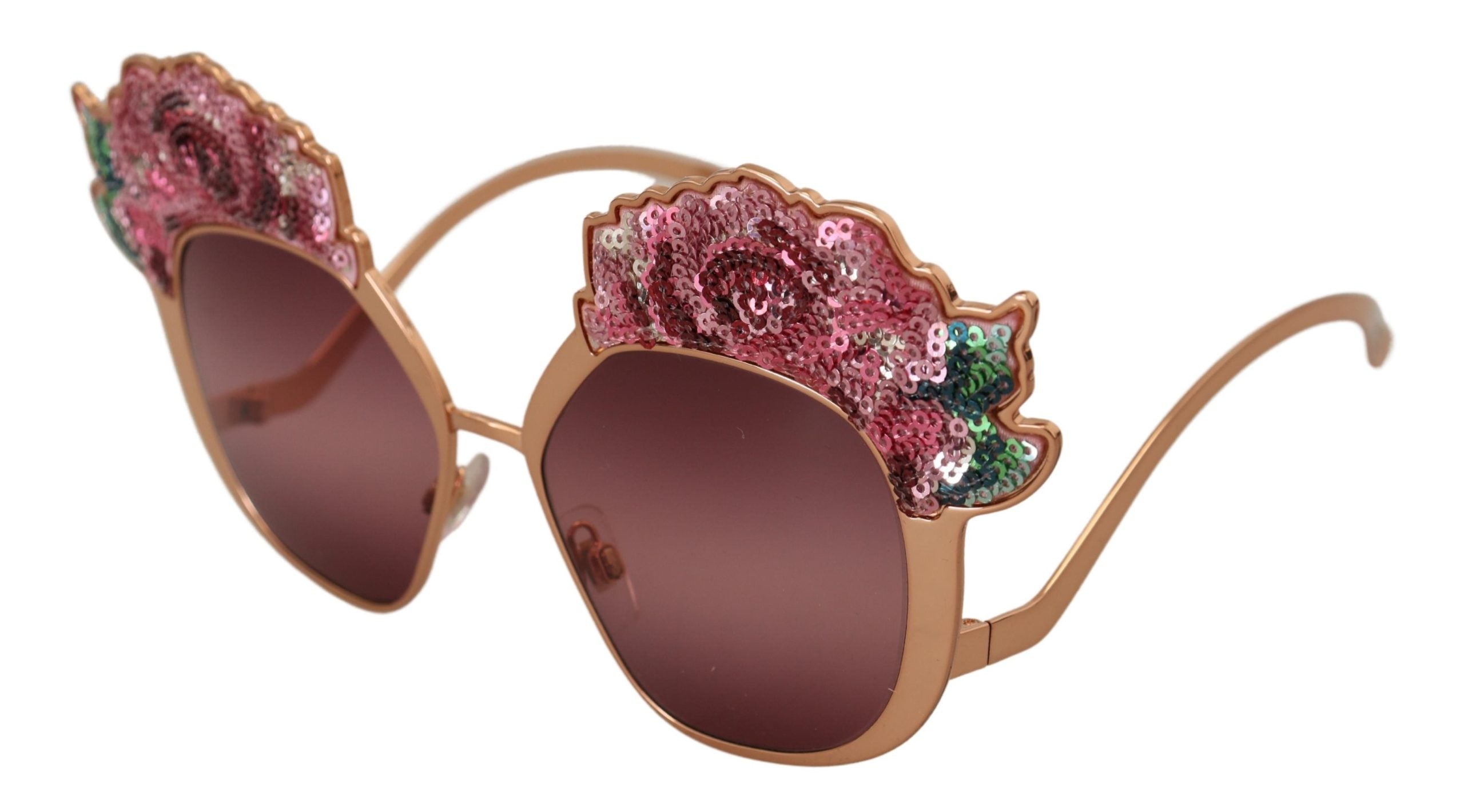Ochelari de soare Dolce & Gabbana Chic Rose cu paiete brodate
