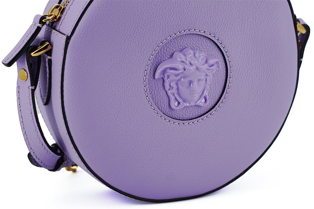 Versace Elegante, runde Umhängetasche in Lila
