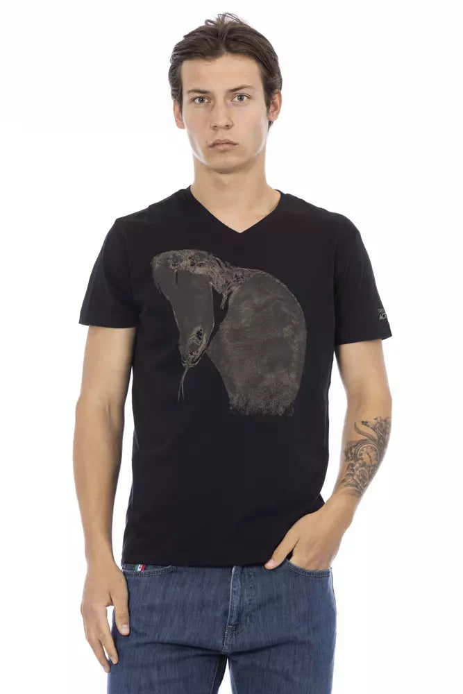 Trussardi Action Herren-T-Shirt aus schwarzer Baumwolle