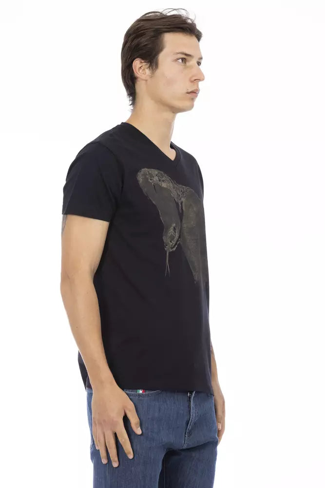 Trussardi Action Herren-T-Shirt aus schwarzer Baumwolle