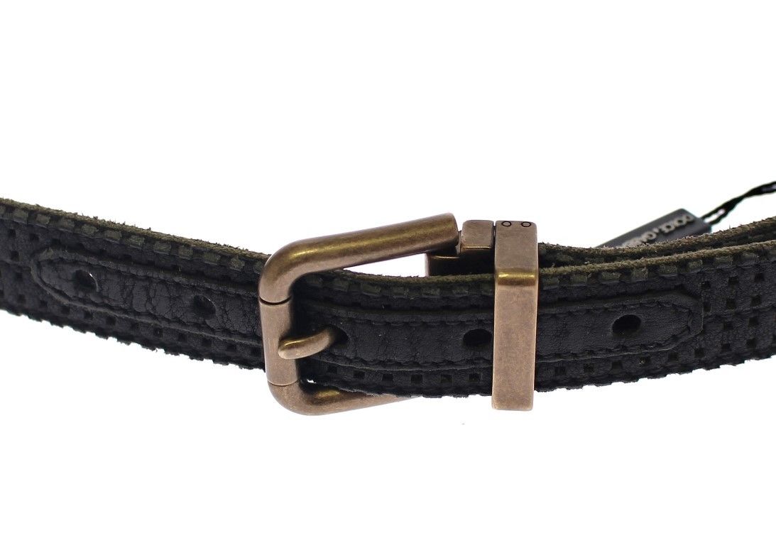 Dolce & Gabbana Eleganter blauer Herrengürtel aus Leder-Baumwollmischung