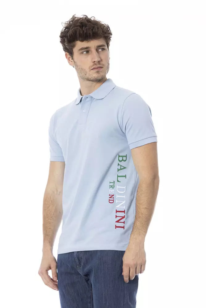 Polo Baldinini Trend albastru deschis din bumbac pentru bărbați