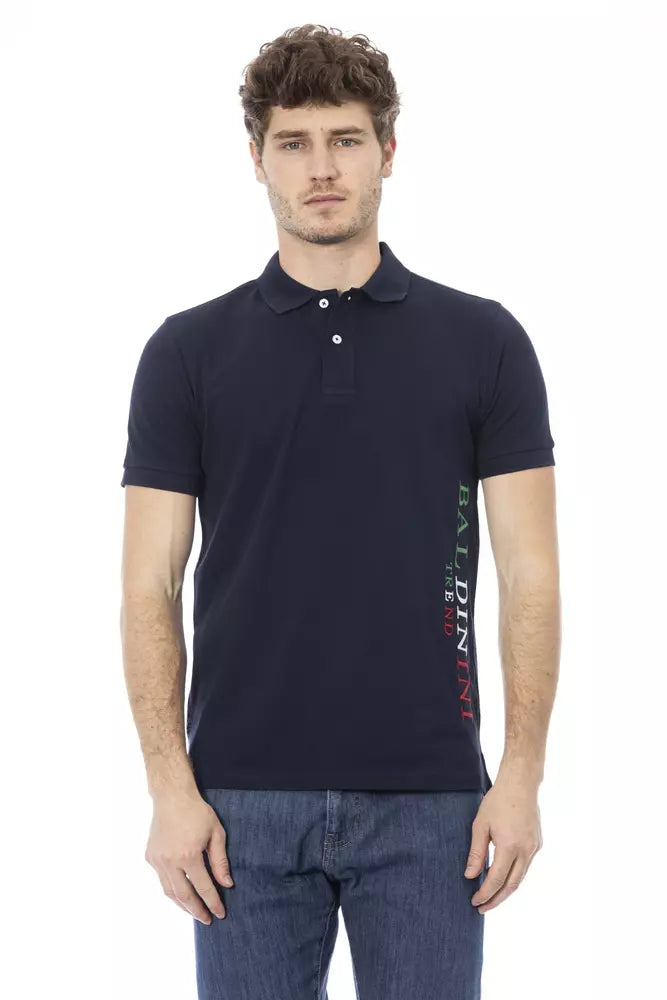Tricou polo Baldinini Trend albastru din bumbac pentru bărbați