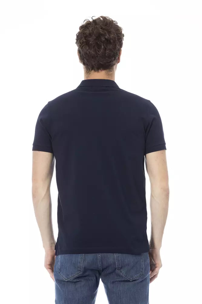 Tricou polo Baldinini Trend albastru din bumbac pentru bărbați
