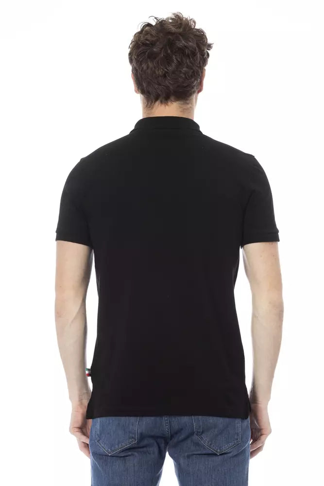 Baldinini Trend Schwarzes Herren-Poloshirt aus Baumwolle