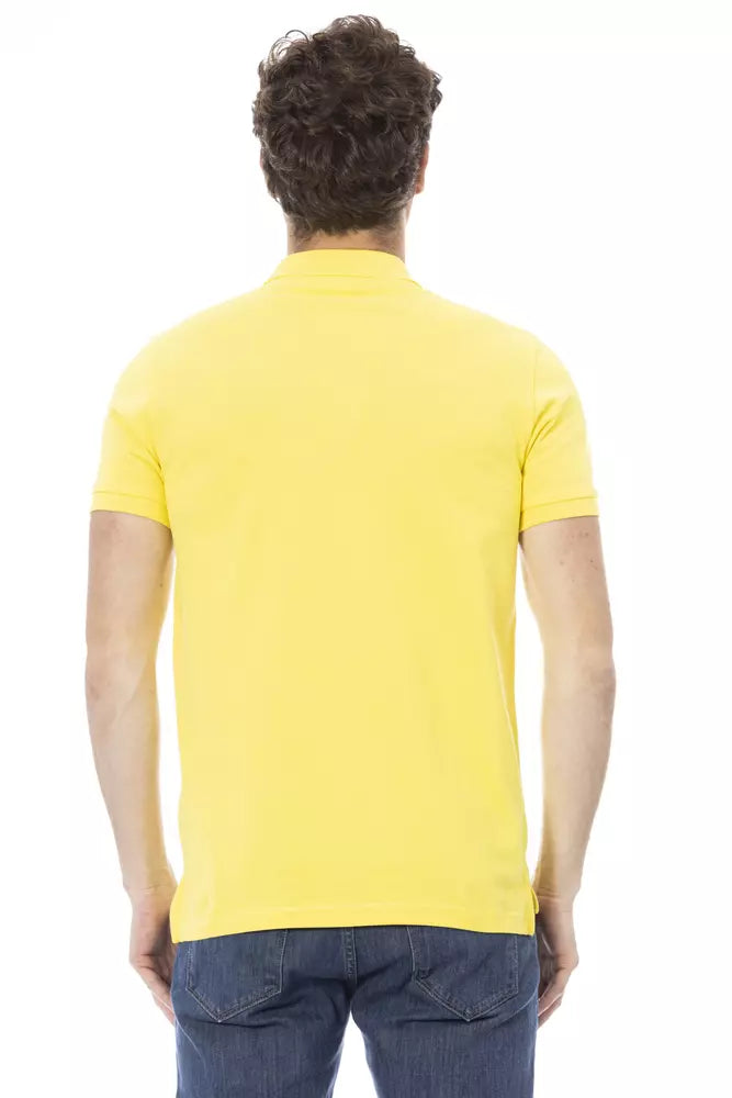 Tricou polo pentru bărbați Baldinini Trend galben din bumbac