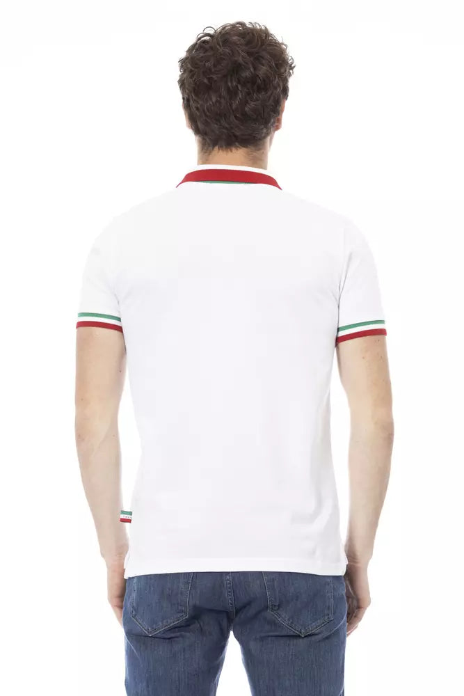 Tricou polo Baldinini Trend alb din bumbac pentru bărbați