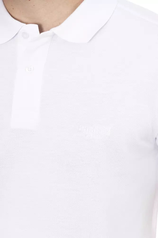 Tricou polo Baldinini Trend alb din bumbac pentru bărbați