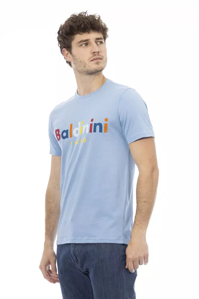 Tricou Baldinini Trend albastru deschis din bumbac pentru bărbați