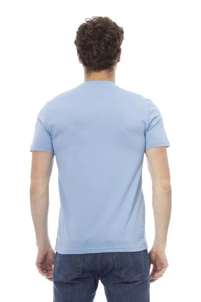 Tricou Baldinini Trend albastru deschis din bumbac pentru bărbați