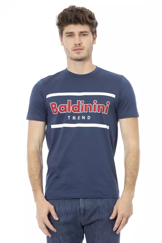 Tricou Baldinini Trend albastru din bumbac pentru bărbați