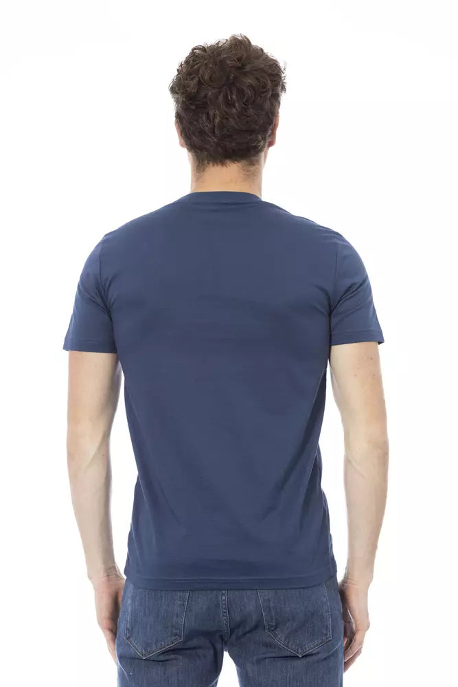 Tricou Baldinini Trend albastru din bumbac pentru bărbați