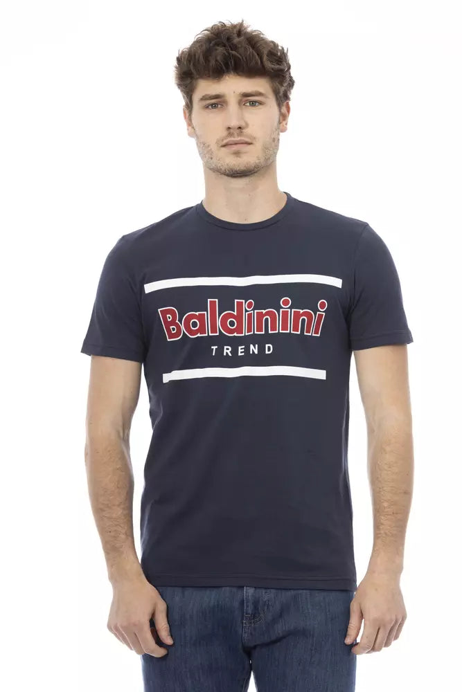 Tricou Baldinini Trend albastru din bumbac pentru bărbați