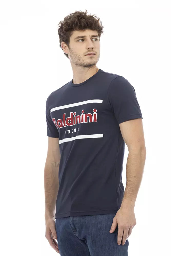 Tricou Baldinini Trend albastru din bumbac pentru bărbați