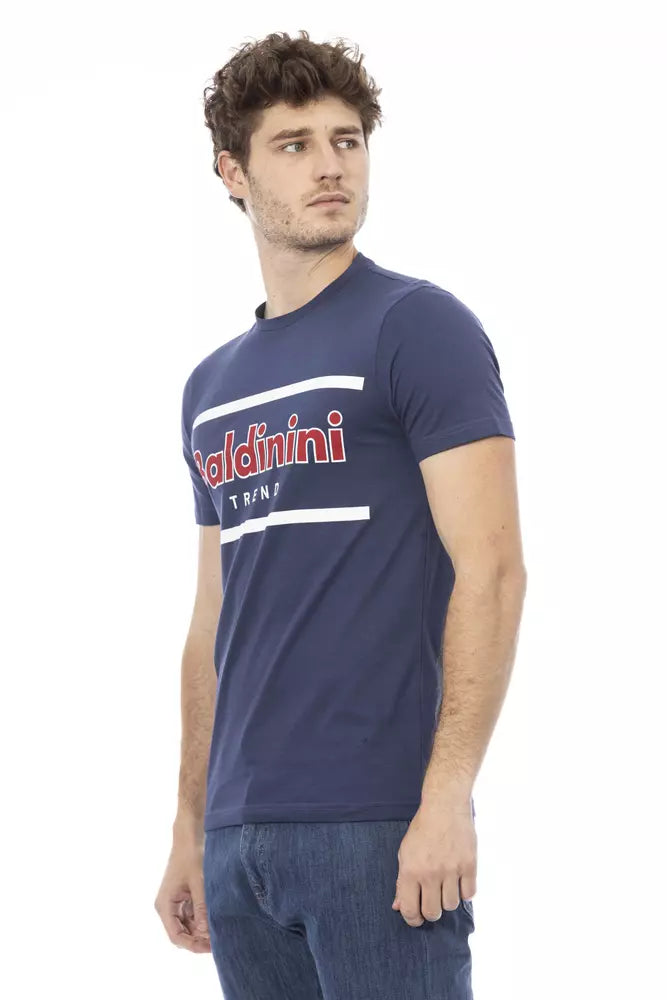 Tricou Baldinini Trend albastru din bumbac pentru bărbați