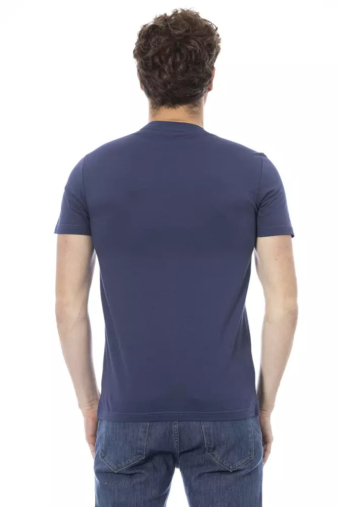 Tricou Baldinini Trend albastru din bumbac pentru bărbați