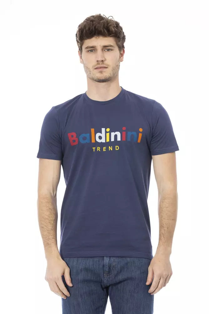 Tricou Baldinini Trend albastru din bumbac pentru bărbați