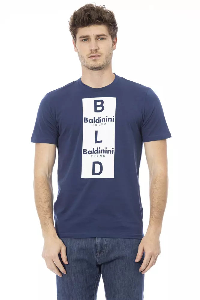 Tricou Baldinini Trend albastru din bumbac pentru bărbați
