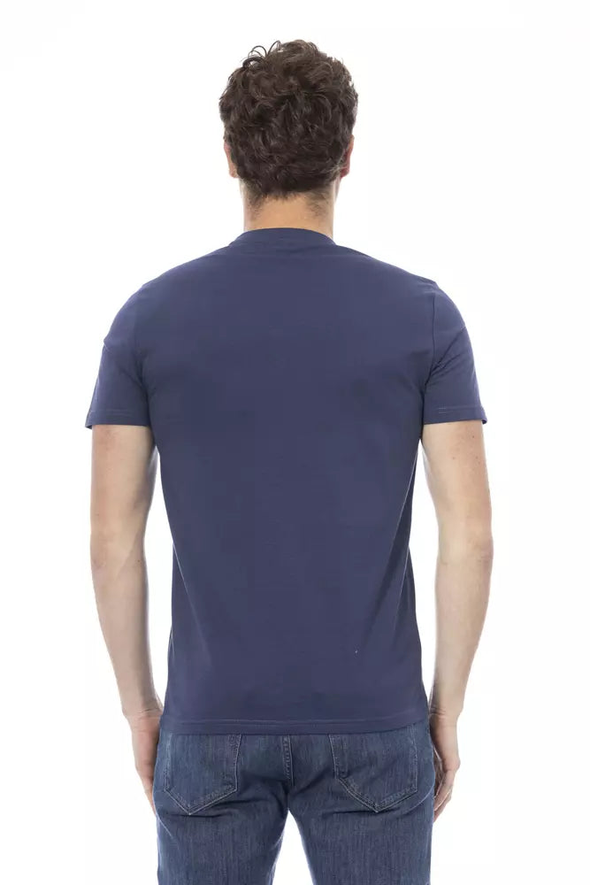 Tricou Baldinini Trend albastru din bumbac pentru bărbați
