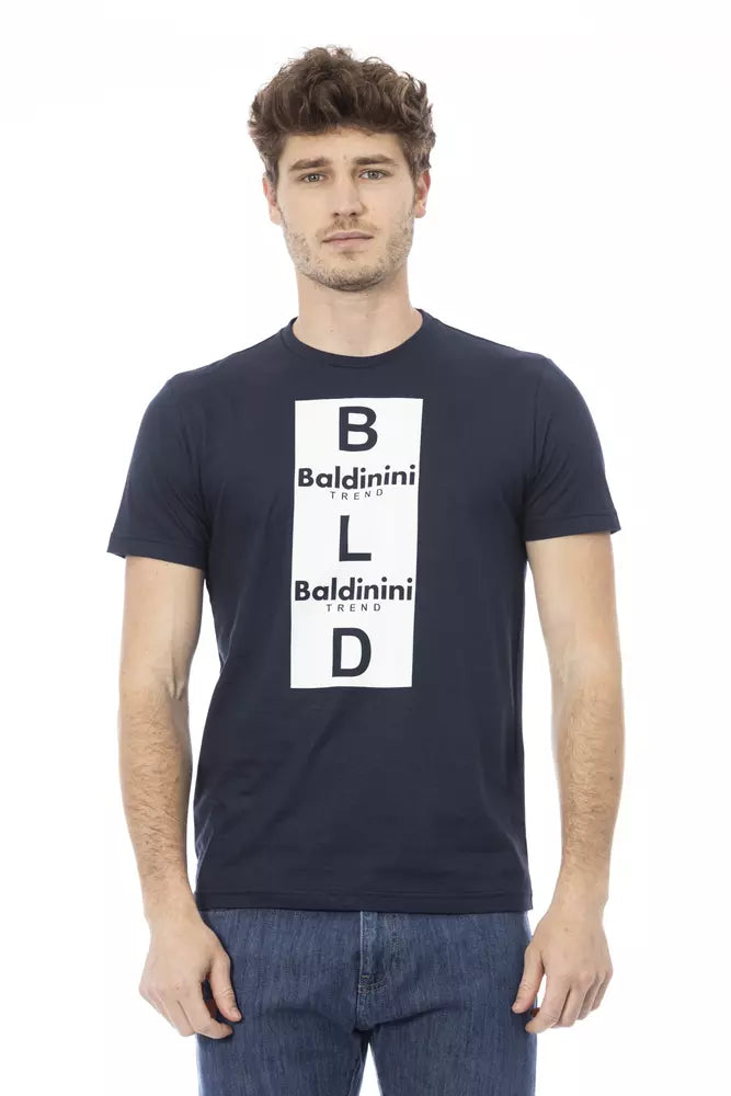 Tricou Baldinini Trend albastru din bumbac pentru bărbați