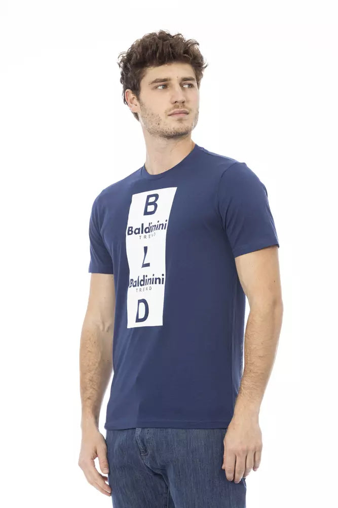 Tricou Baldinini Trend albastru din bumbac pentru bărbați
